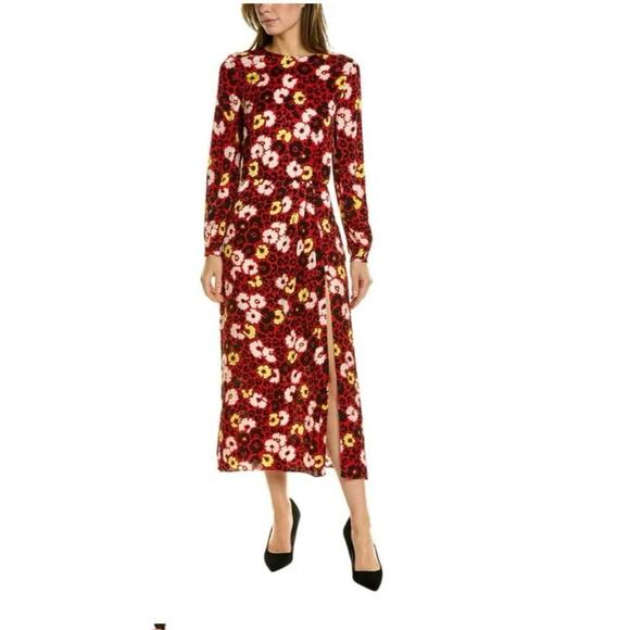 NWT The Kooples Small Floral Leopard Maxi Dress Keyhole Back Side Slit $385 - Picture 3 of 11